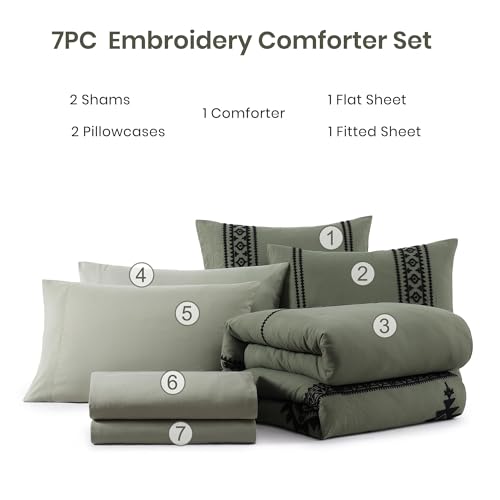 Embroidery Super King Comforter Set 7 Pieces Bed in a Bag