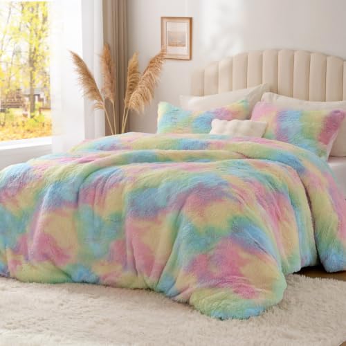 Multi Pink Fluffy Comforter Set King
