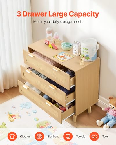 3 Drawer Rattan Dresser
