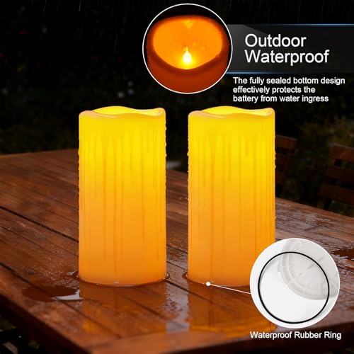 8"x4" Large Waterproof Outdoor Flameless Candles with Remote Timer (2 Count)