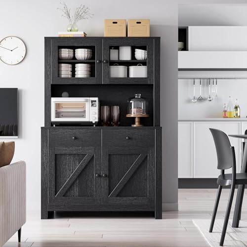 Kitchen Pantry Cabinet with Microwave Stand
