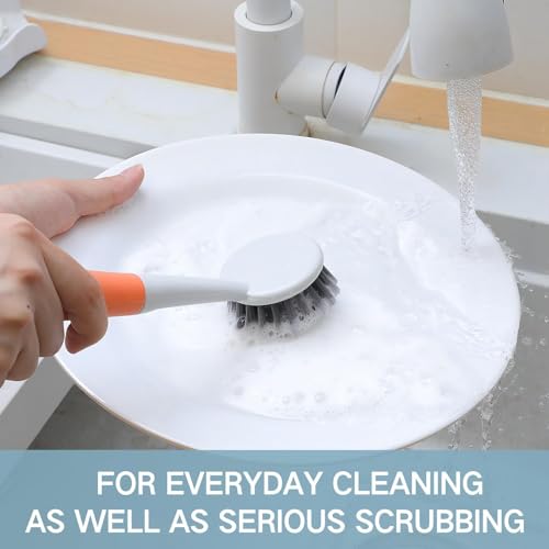 12 Pack Long Handle Dish Scrub Brush Stiff Bristles (12 Count)