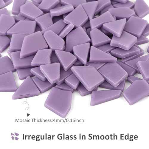 200g Purple Glass Mosaic Tiles for Crafts Bulk (7.05 Ounce)