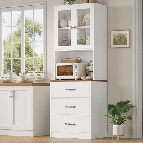 71“ Tall Kitchen Pantry Storage Cabinet with Microwave Stand