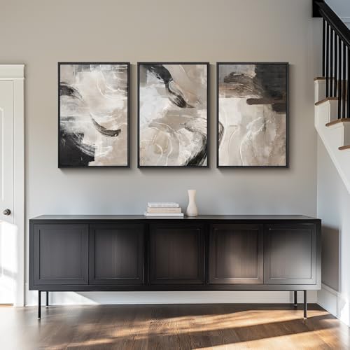 Framed Modern Minimalist Neutral Abstract Wall Art (3 Count)