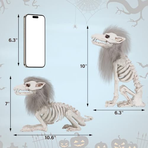 Set of 2 Halloween Skeleton Animals Wolf Skeletons Decor (2 Count)