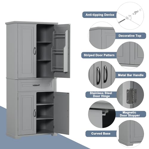 72.2" Storage Cabinet with Doors and Drawers