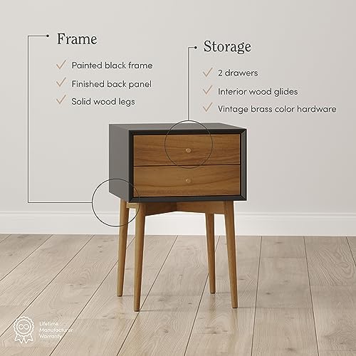 Harper Modern Nightstand Side Accent or End Table with Storage Drawer