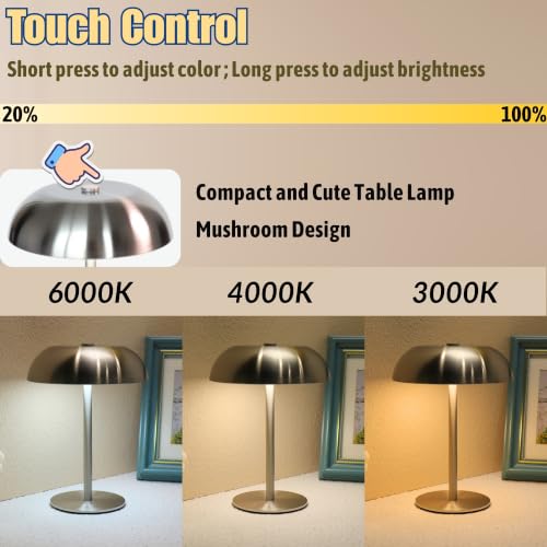 2 Pack Cordless Mushroom Table Lamp