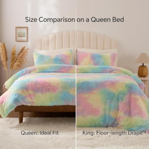 Multi Pink Fluffy Comforter Set King