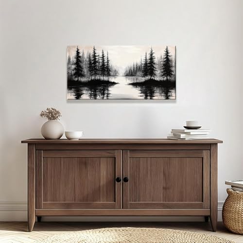 Canvas Art Wall Decor Print Modern Landscape Wall Art For Bedroom Modern Office Home Wall Decorations Forest River Landscape Paintings Pictures Artwork Aesthetic 20 X 40 In