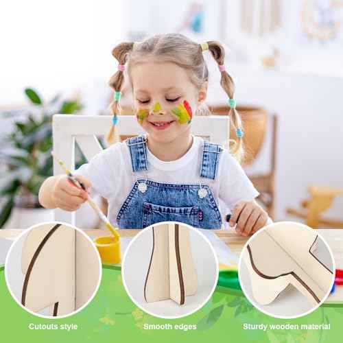 DIY 3D Wood Crafts to Paint (24 Count)