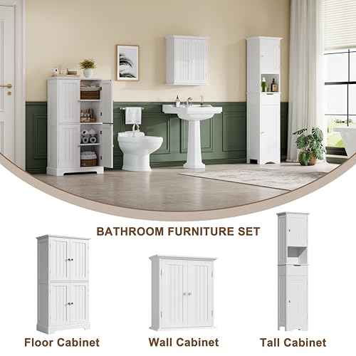 Bathroom Floor Cabinet with Adjustable Shelves