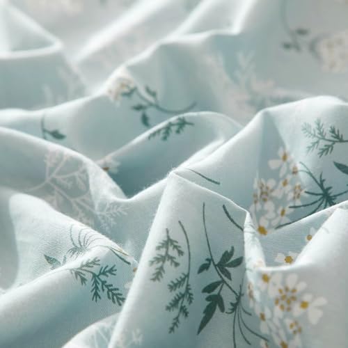 Vintage Floral Comforter Set Full Size Farmhouse Blue Flower Bedding Comforter Chic Floral Girls Cottagecore Bedding Set Soft Microfiber Cute Flower Botanical Comforter Set for All Season
