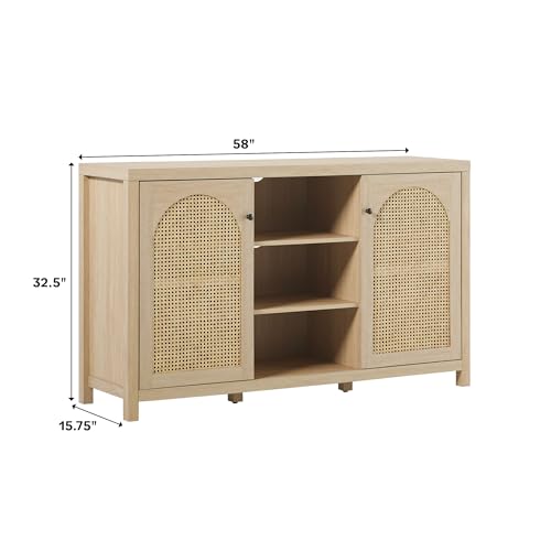 Sasha 2 Door Sideboard Buffet with Arched Rattan Panels