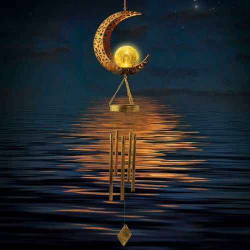 Moon Solar Lights Wind Chimes for Outside Gift for Women