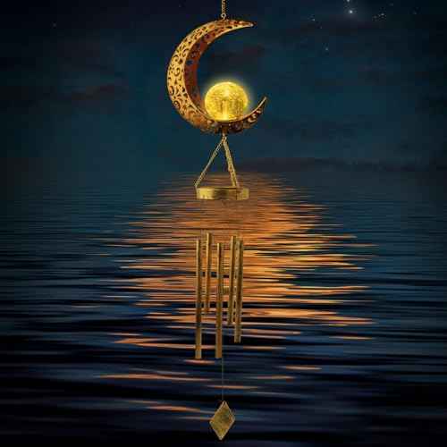 Moon Wind Chimes Solar Outdoor