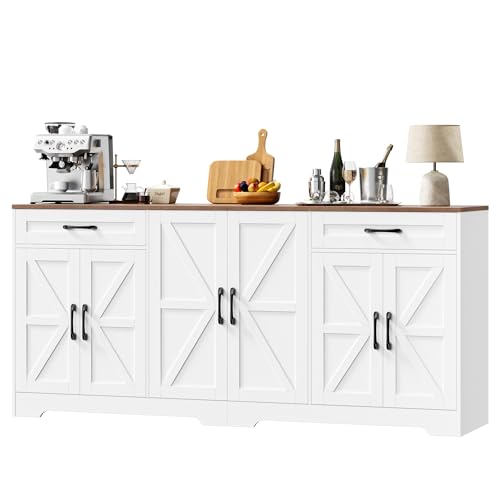 71” Large Kitchen Buffet Cabinet with Adjustable Shelves