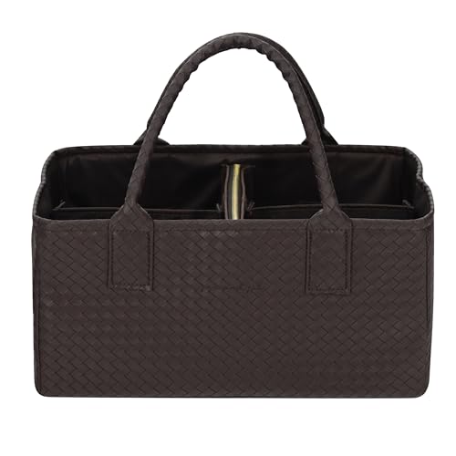 Premium Vegan Leather Baby Diaper Caddy Organizer