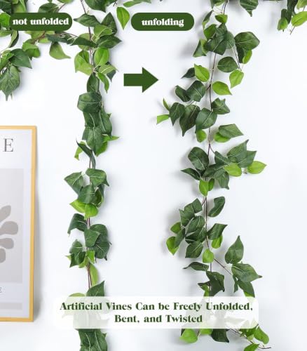6Pc Fake Vines Artificial Ivy Garland Silk Pothos Leaf Plants 6.3Ft (37.8 Foot)