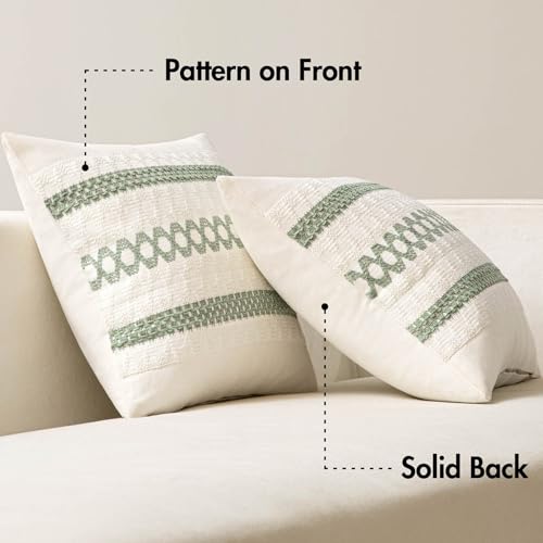 Set of 2 Sage Green Boho Decorative Pillow Covers 24x24 Inch (2 Count)