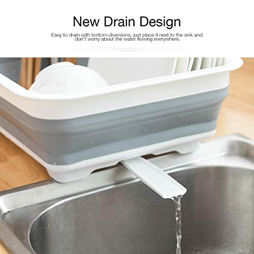 Collapsible Dish Drying Rack Portable Dinnerware Drainer Organizer for Kitchen RV Campers Travel Trailer Space Saving Kitchen Storage Tray