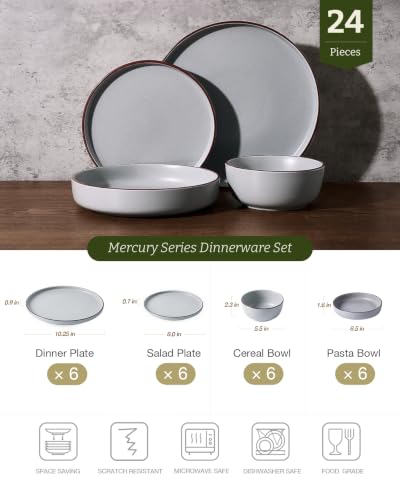 Mercury 24 Piece Stoneware Plates and Bowls