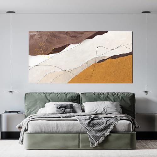 Abstract Canvas Art Wall Decor Brown Artwork for Walls Bedroom 24" X 48"