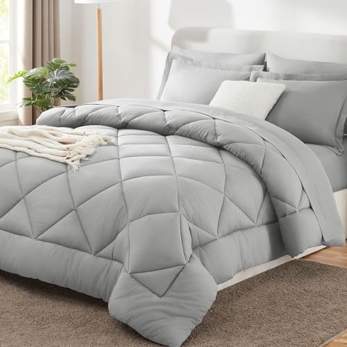 King Size Comforter Set Light Grey