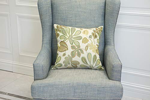 Set of 2 Jacquard Tropical Leaf Pattern Throw Pillow Covers Decorative Pillowcase 22X22 Inches (2 Count)