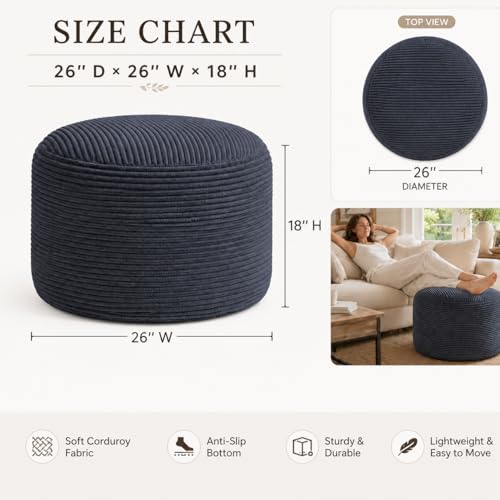 Round Stuffed Pouf Ottoman
