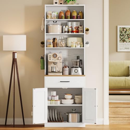 Bakers Rack Microwave Stand with Customizable Pegboard and Storage
