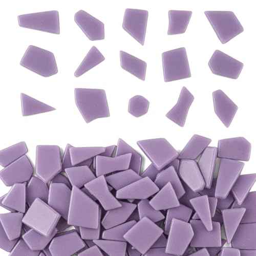 200g Purple Glass Mosaic Tiles for Crafts Bulk (7.05 Ounce)