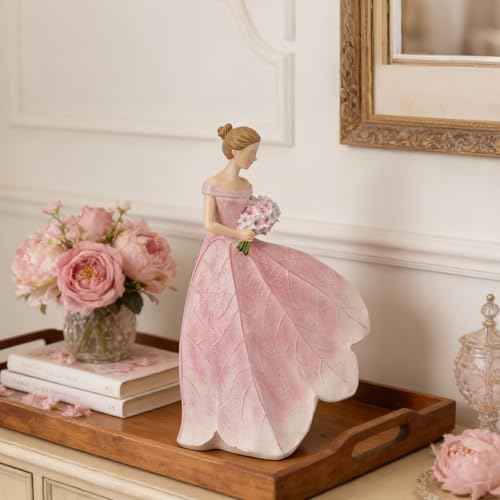 Pink Leaf Angel Girls Fairy Statue Collection Home Decoration