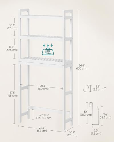 3 Tier Bamboo Over The Toilet Storage