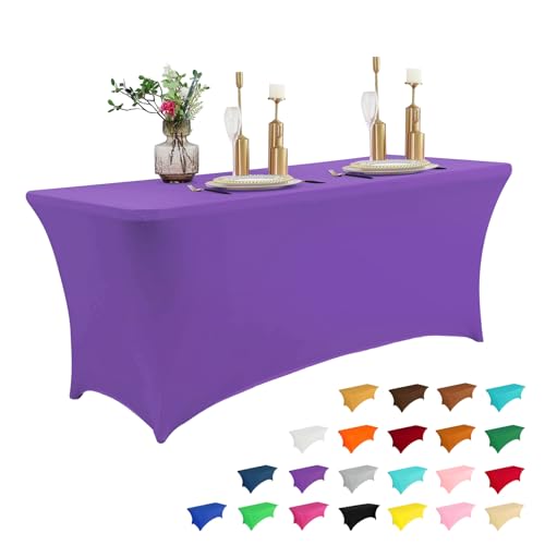 8FT Table Cloth for Rectangular Spandex Purple Table Cover