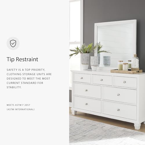Fortman 7 Drawer White Dresser and Mirror Set