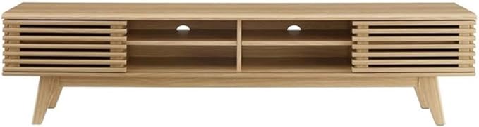 Modway Render Mid-Century Modern Low Profile 70 Inch Media Console TV Stand in Oak, 70"