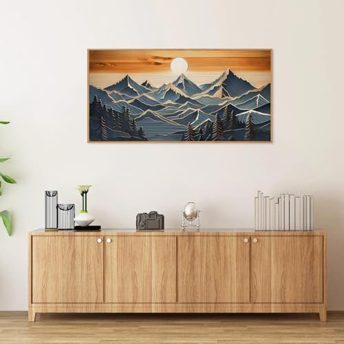 Large Mountains Framed Canvas Wall Art