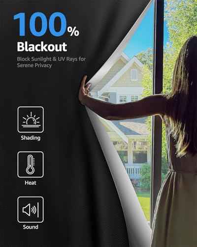 Blackout Curtains Portable 54”x48” No Drill Black Out Window Cover