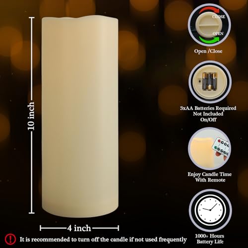 4" x 10" Large Outdoor Flameless Candles with Remote and Timer
