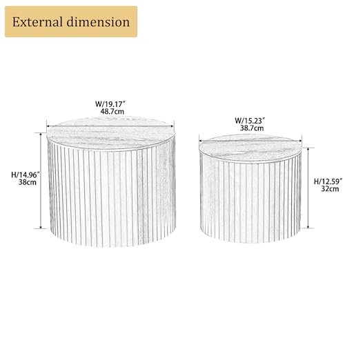 19.17" Round Nesting Coffee Table with Storage