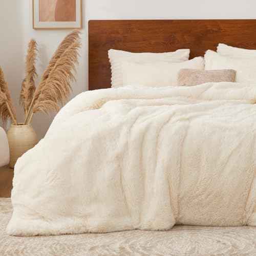 Cream White Fluffy Comforter Set King