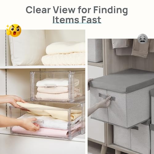2 Pack Clear Stackable Storage Drawers 15QT (2 Count)
