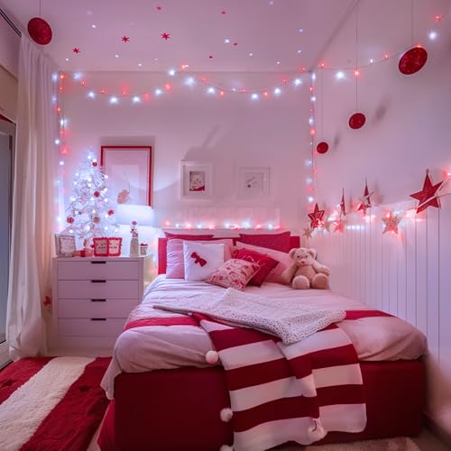 400 LED Red and White Christmas Lights Outdoor with Remote (132 Foot)