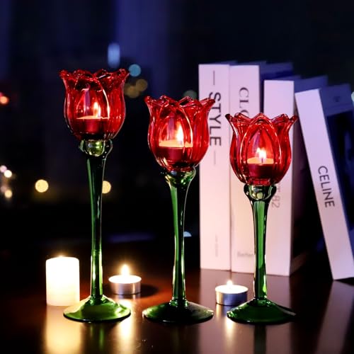 Red Tulips Tealight Candle Holder Set of 3 (3 Count)