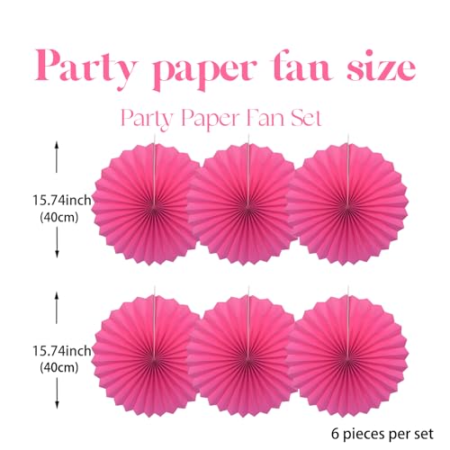Hot Pink Party Decorations Hot Pink Hanging Paper Round Fans Bulk 16inch (30 Count)