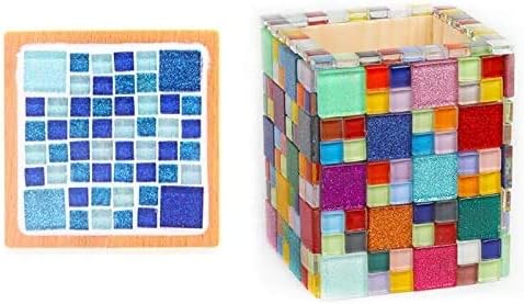 Mosaic Tiles,Glass Tiles, Shine Crystal Mosaic Glass Pieces Bulk Square Glitter Crystal Mosaic Tiles for Home Decoration or DIY Crafts 200g,1x1 cm,Purple