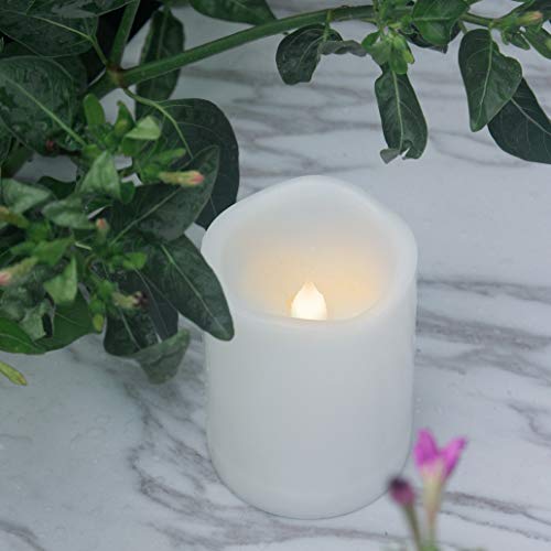 Outdoor Battery Operated Flameless LED Pillar Candles Remote D3”xH4” 6 Pack
