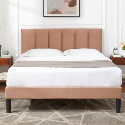 Full Size Bed Frame with Upholstered Headboard